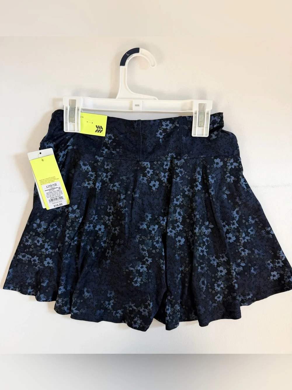 all in motion Navy Blue Floral Layered Skort w/Drawstring Adjustable Fit NWT